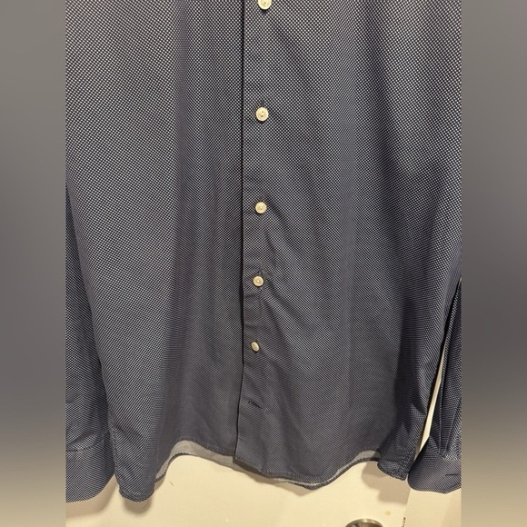 Eton polk dot Slim fit Dress Shirt c'assicdesigner pffice formal button up navy - Picture 2 of 5